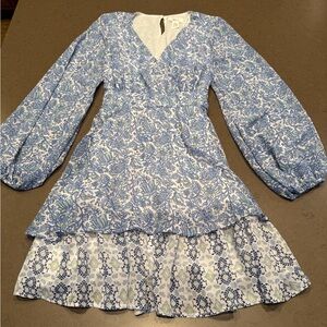 Japna Blue Floral Long Sleeve Dress